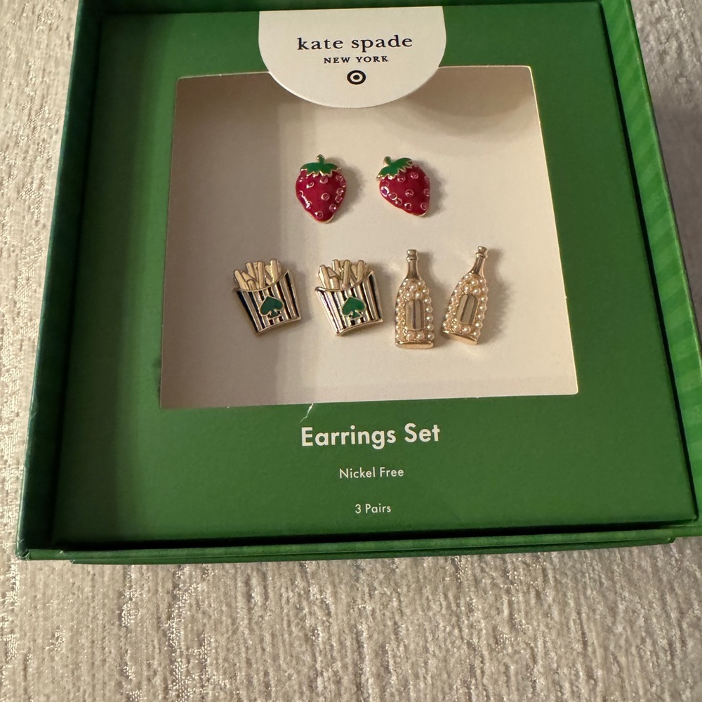 Kate Spade New York Target Earring Set Of 3 Fries Champagne Strawberries